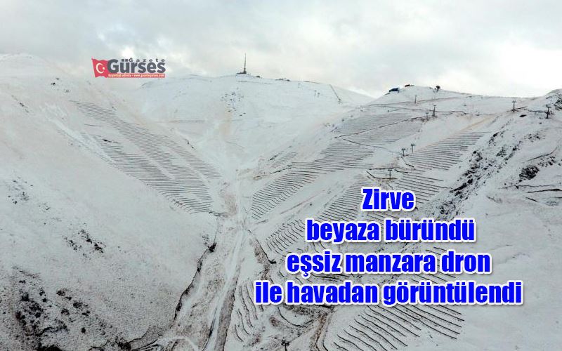 Zirve beyaza büründü eşsiz manzara dron ile havadan görüntülendi