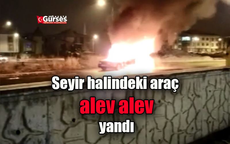 Seyir halindeki araç alev alev yandı