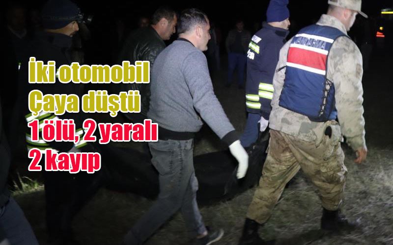  İki otomobil çaya düştü: 1 ölü, 2 yaralı, 2 kayıp