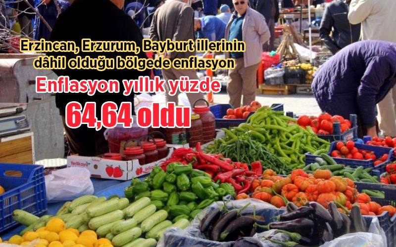 Erzincan, Erzurum, Bayburt illerinin dâhil olduğu bölgede enflasyon yıllık yüzde 64,64 oldu