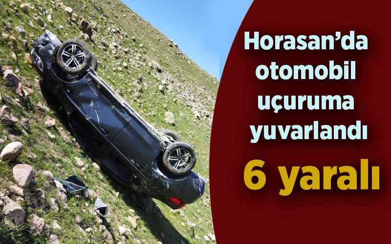 Horasan’da otomobil uçuruma yuvarlandı, 6 yaralı