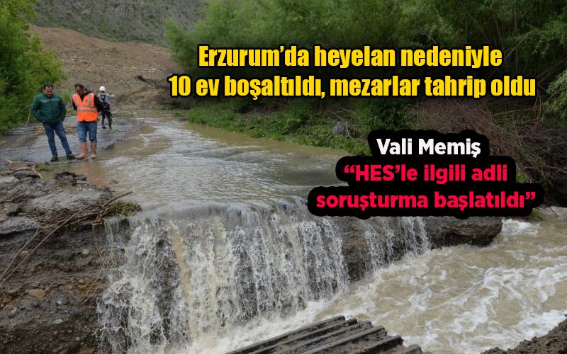 Erzurum’da heyelan nedeniyle 10 ev boşaltıldı, mezarlar tahrip oldu