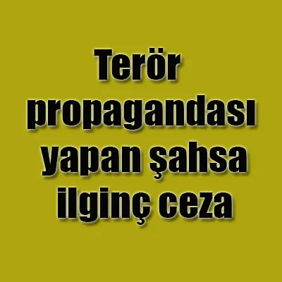 Terör propagandası yapan şahsa ilginç ceza