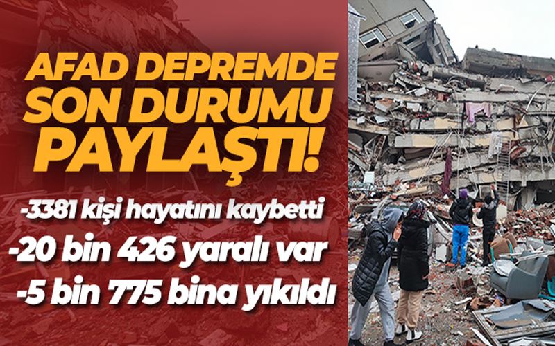 AFAD: Can kaybı sayısı 3 bin 381