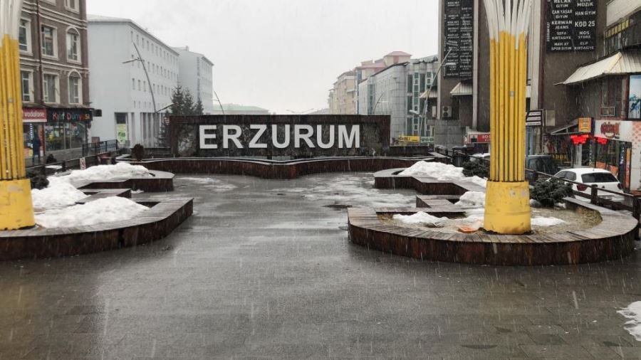 Erzurum’da kar yağışı