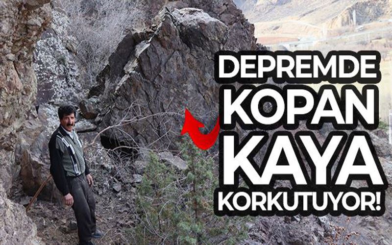 Omanağzı köyünde depremde kopan kaya korkutuyor