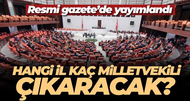 Hangi il kaç milletvekili çıkaracak? Resmi Gazete