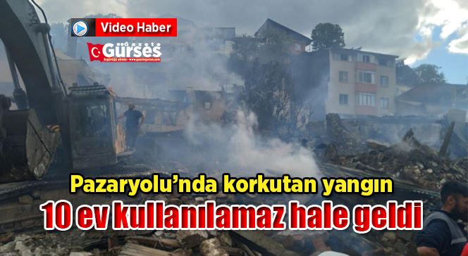 Pazaryolu’nda korkutan yangın: 10 ev kullanılamaz hale geldi