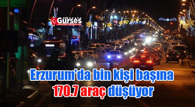 Erzurum’da bin kişi başına 170.7 araç düşüyor