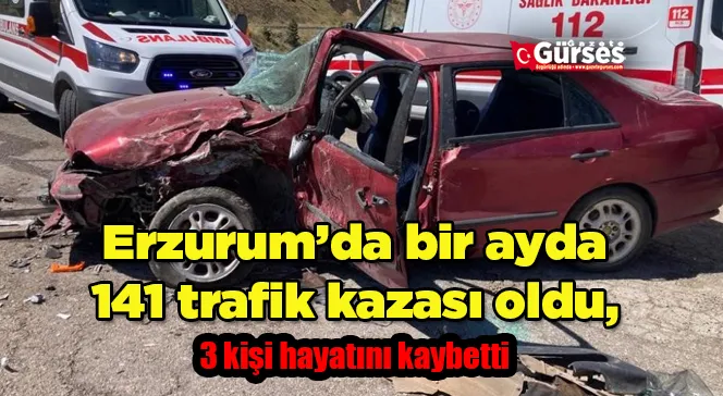Erzurum’da bir ayda 141 trafik kazası oldu, 3 kişi hayatını kaybetti