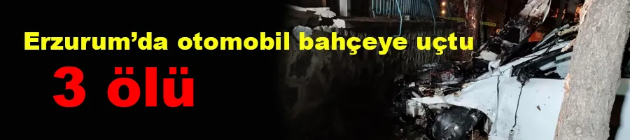 Erzurum’da otomobil bahçeye uçtu: 3 ölü