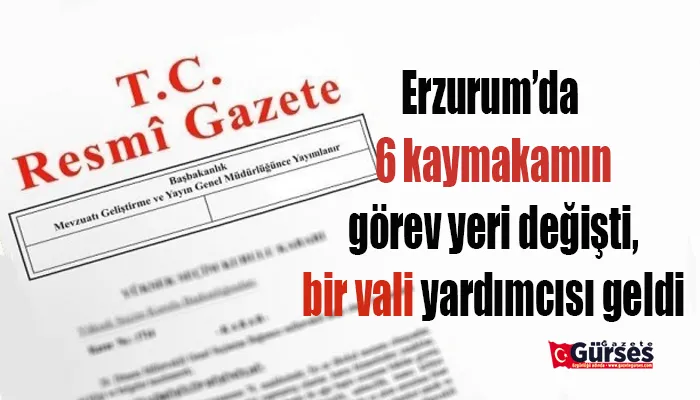 Erzurum’da 6 kaymakamın görev yeri değişti, bir vali yardımcısı geldi