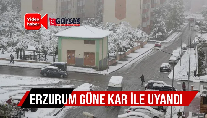 Erzurum güne kar ile uyandı
