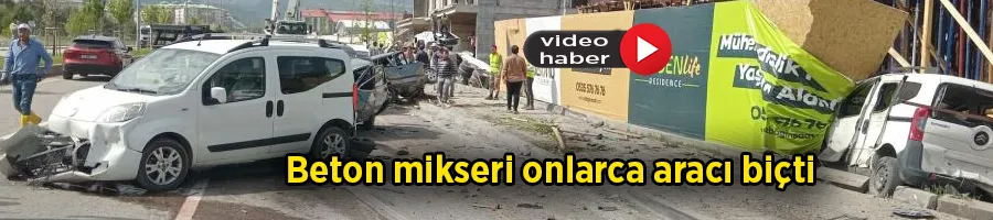 Erzurum’da feci kaza: Beton mikseri onlarca aracı biçti