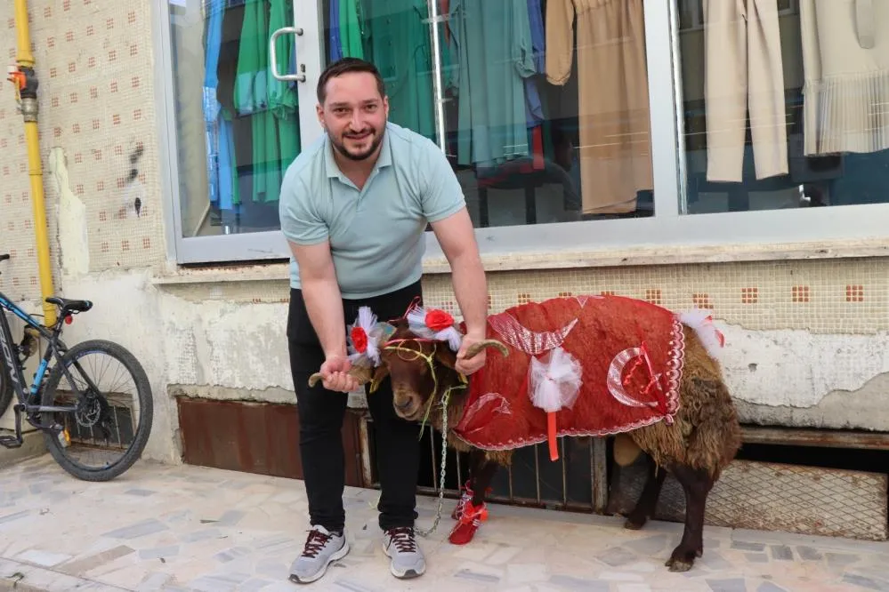 Erzurumlu damattan nişanlısına kurbanlık koç hediyesi