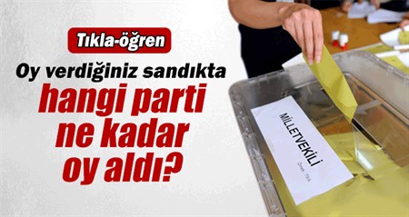 Oy verdiginiz sandikta hangi parti ne kadar oy aldi?