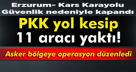 PKK yol kesip, araç yakti