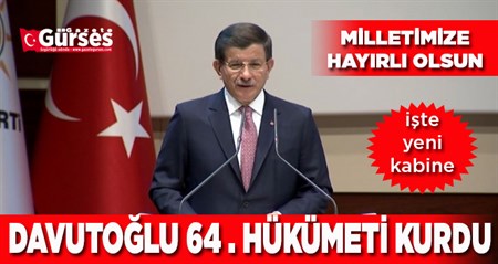 Davutoglu yeni kabineyi açikladi