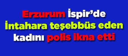 Erzurum’un Ispir ilçesinde köprüye çikarak intihara tesebbüste bulunan kadin, polis tarafindan ikna edildi.