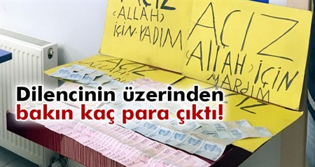 Dilencinin üzerinden 8 bin 500 lira çikti