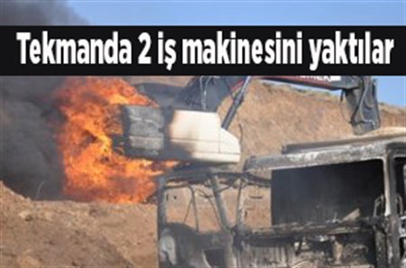 Tekman’da 2 adet is makinasi yakildi