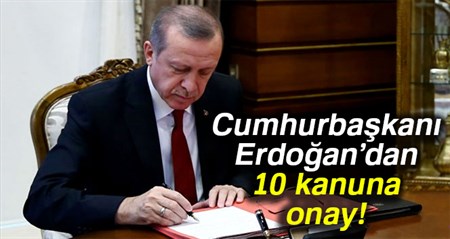 Cumhurbaskani Erdogan 10 kanunu onayladi