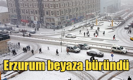 Erzurum beyaza büründü