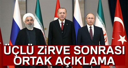 Üçlü zirve sonrasi Erdogan, Putin ve Ruhani