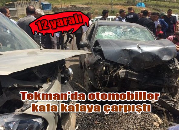 Tekman’da otomobiller kafa kafaya çarpisti: 12 yarali