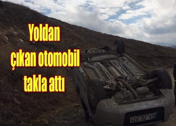 Yoldan çikan otomobil takla atti