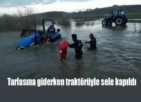 Tarlasina giderken traktörüyle sele kapildi