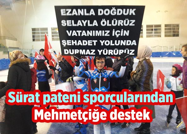 Sürat pateni sporcularindan Mehmetçige destek