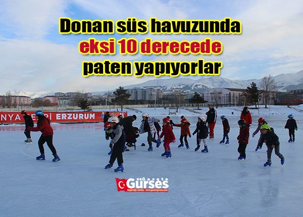 Donan süs havuzunda eksi 10 derecede paten yapiyorlar