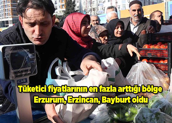 Tüketici fiyatlarinin en fazla arttigi bölge Erzurum, Erzincan, Bayburt oldu