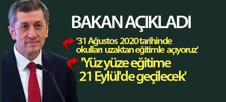 Bakan Selçuk: ‘Yüz yüze egitime 21 Eylül’de geçilecek’