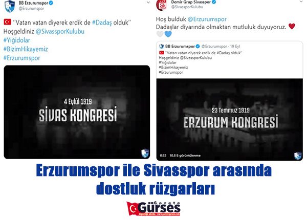 Erzurumspor ile Sivasspor arasinda dostluk rüzgarlari