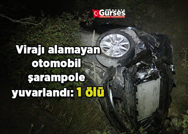 Viraji alamayan otomobil sarampole yuvarlandi: 1 ölü