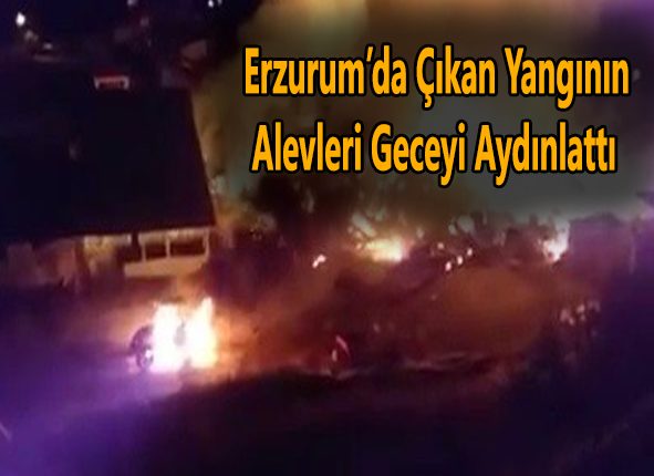 Erzurum’da çikan yanginin alevleri geceyi aydinlatti