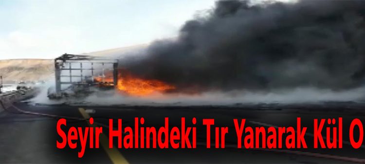 Seyir halindeki tir yanarak kül oldu