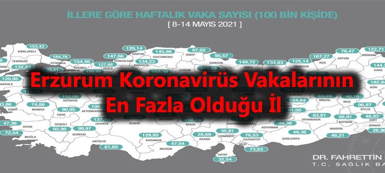 Erzurum korona virüs vakalarinin en fazla oldugu il