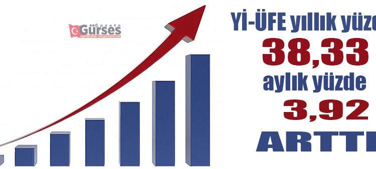 YI-ÜFE yillik yüzde 38,33, aylik yüzde 3,92 artti