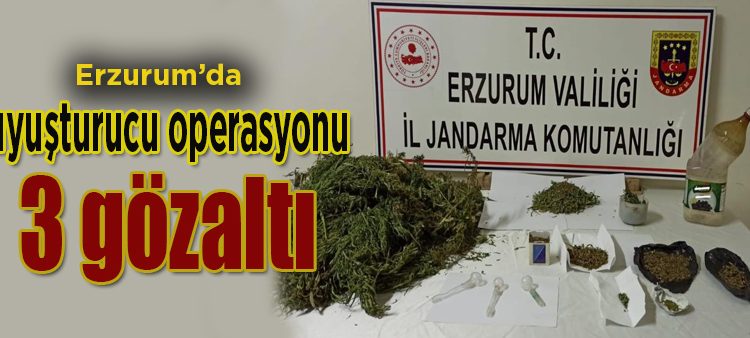 Erzurum’da uyusturucu operasyonu: 3 gözalti