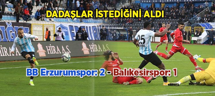 Spor Toto 1. Lig’in 11. haftasinda, BB Erzurumspor evinde Balikesirspor’u 2-1 maglup etti.