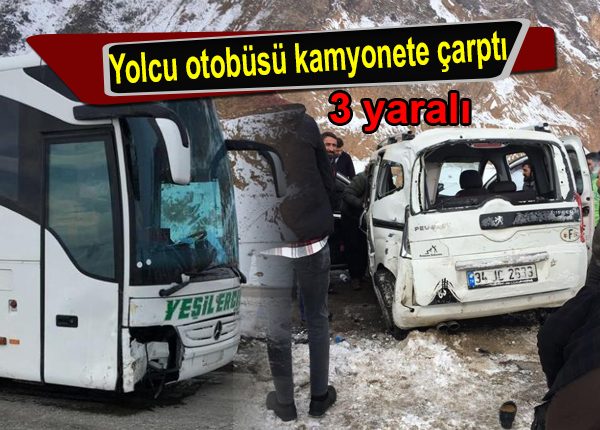 Yolcu otobüsü kamyonete çarpti: 3 yarali