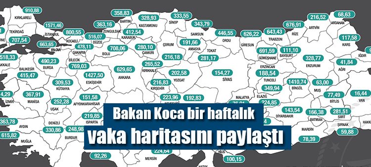 Bakan Koca bir haftalik vaka haritasini paylasti