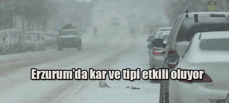 Erzurum’da kar ve tipi etkili oluyor