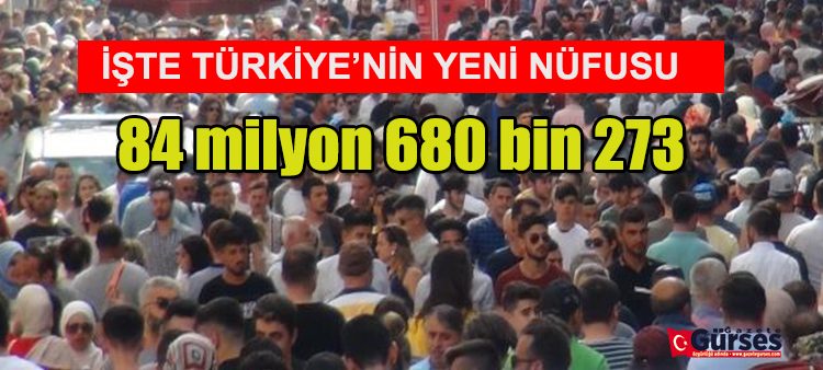 Türkiye nüfusu 84 milyon 680 bin 273 kisi oldu