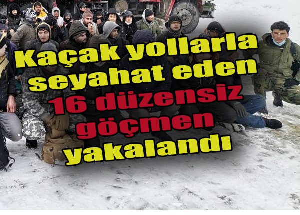 Kaçak yollarla seyahat eden 16 düzensiz göçmen yakalandi