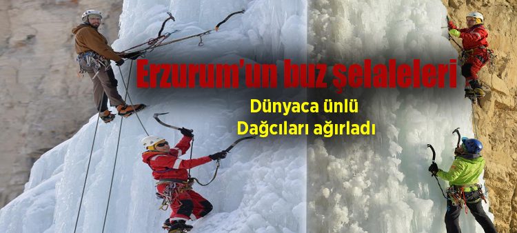 Buz tirmanisi nefes kesti, sporcular 300 metre yükseklikteki selalelere tirmandi